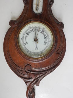 Antique English Aneroid Barometer & Thermometer