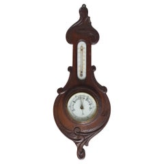 Antique English Aneroid Barometer & Thermometer
