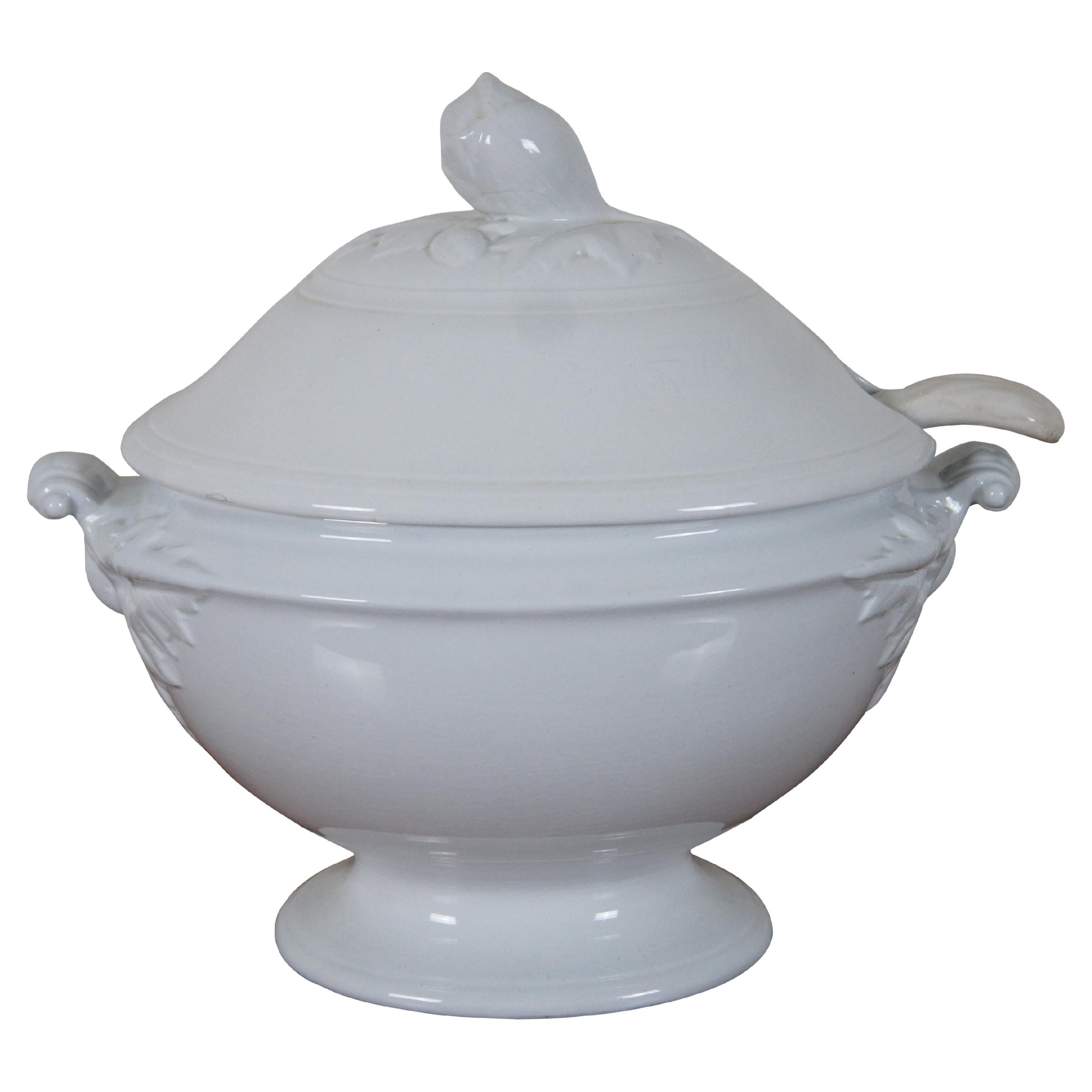 Vintage Serving Set, English, Ironstone, Soup Tureen, Cranberry Dish