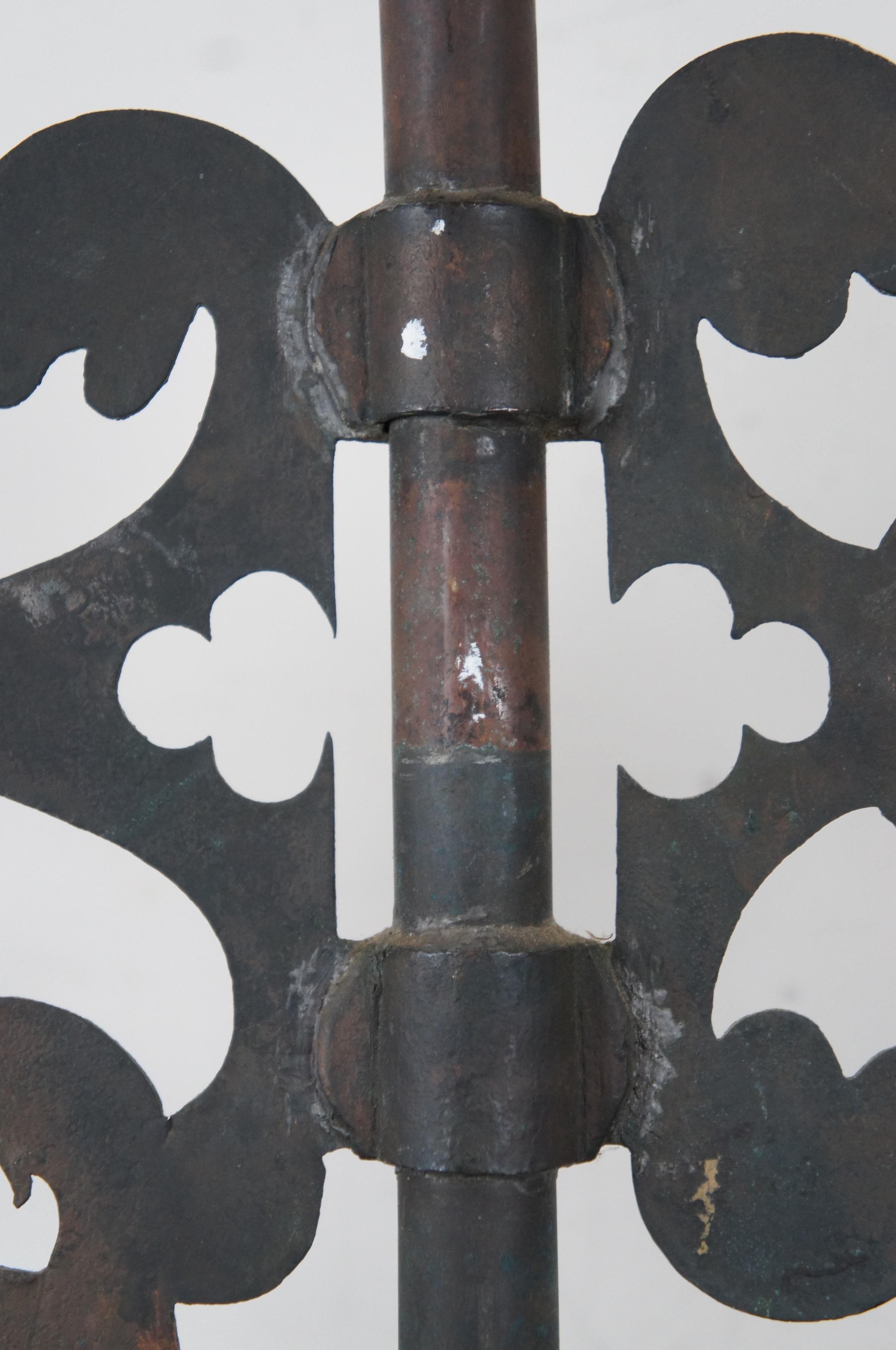 Antique English Architectural Wrought Iron Lion Coat of Arm Banneret Weathervane For Sale 4