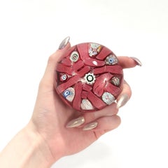 Antique English Arculus Pink Chequer Glass Paperweight