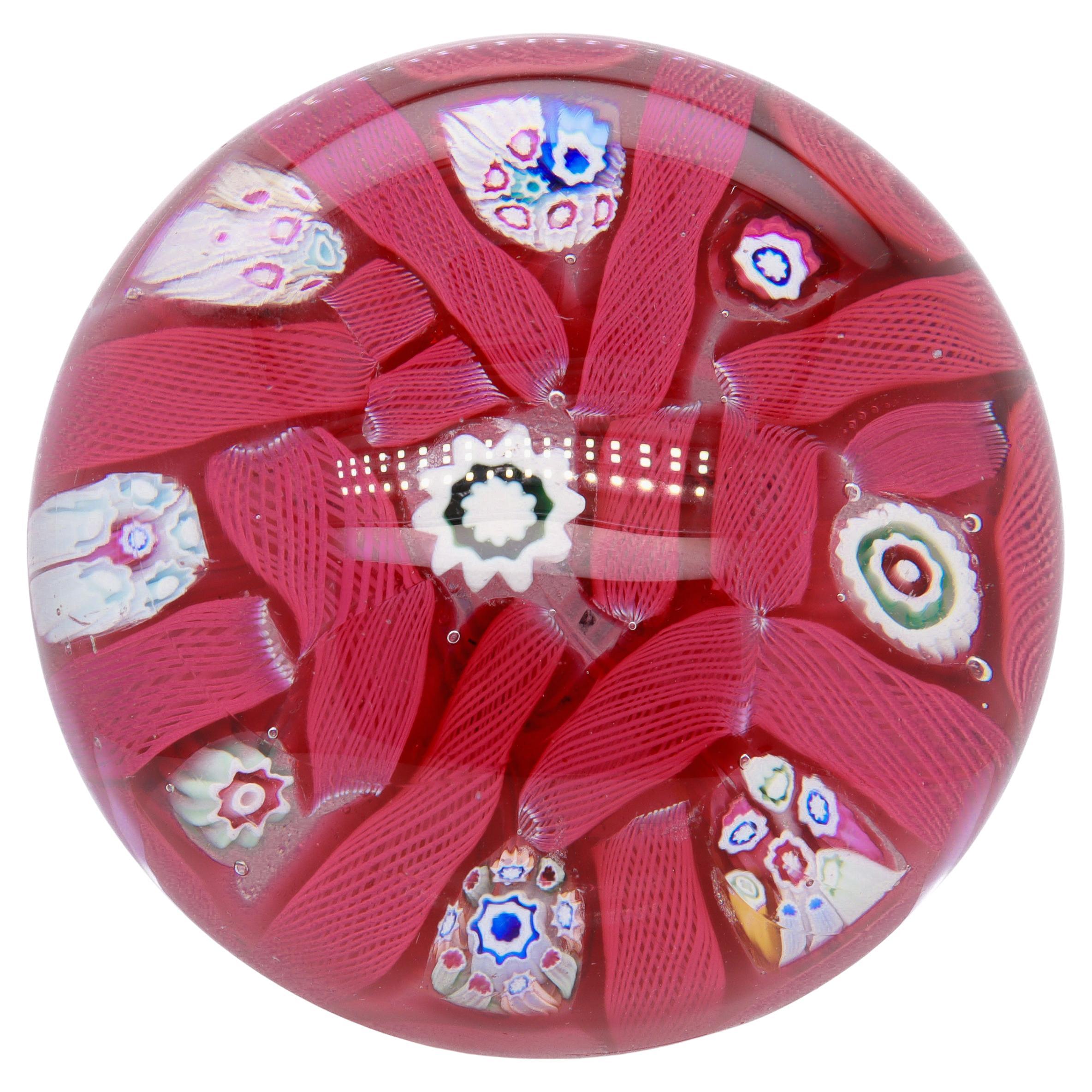 Antike englische Arculus Rosa Chequer Glas Briefbeschwerer im Angebot