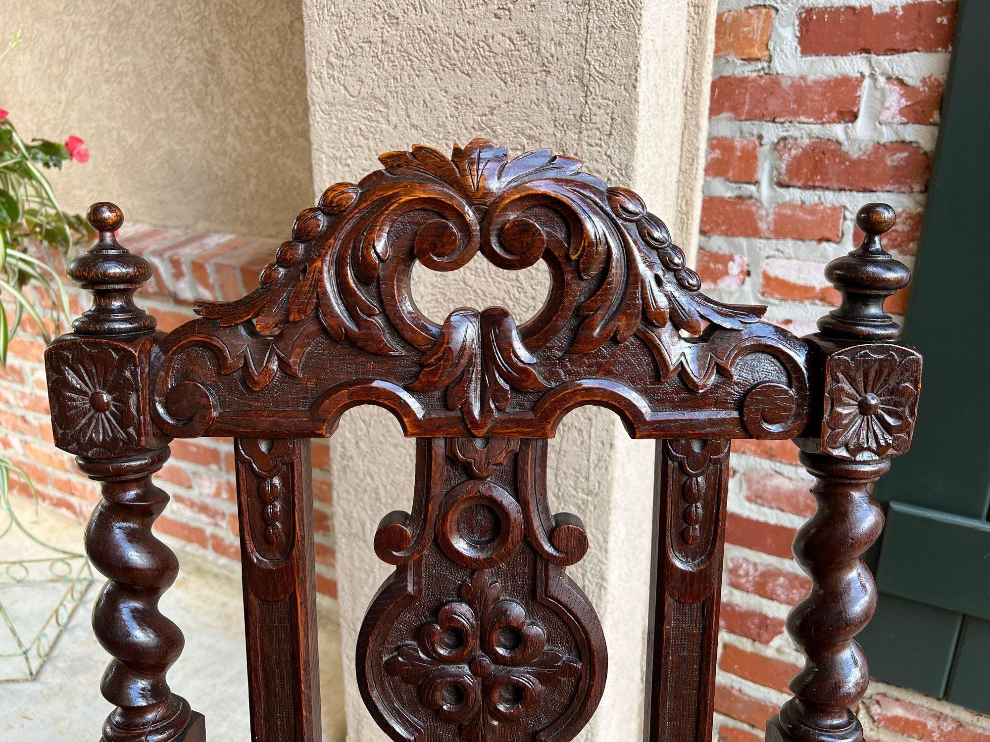 Antique English Arm Chair Carved Oak Throne Barley Twist Renaissance Cane Seat 6