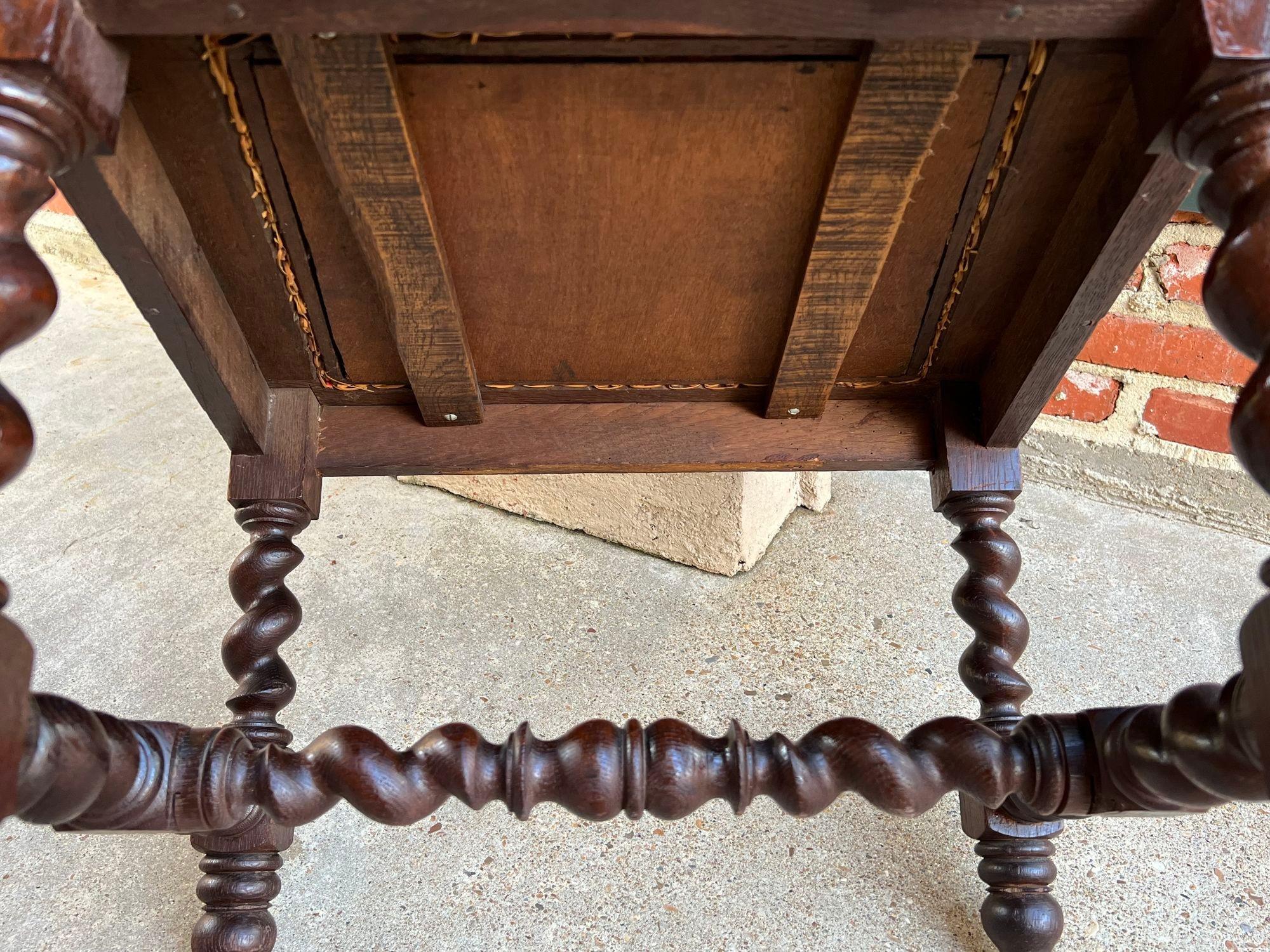 Antique English Arm Chair Carved Oak Throne Barley Twist Renaissance Cane Seat 10