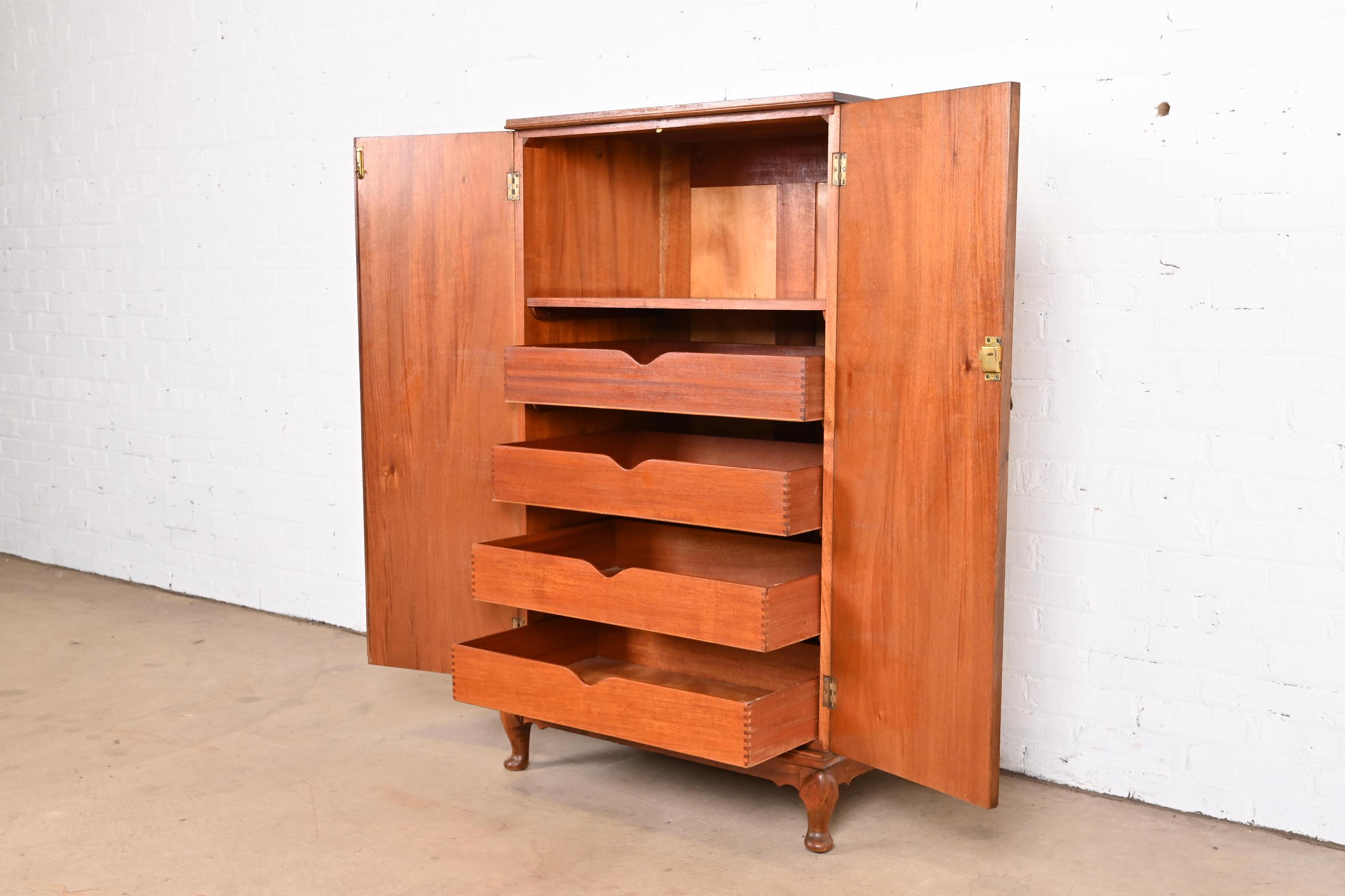 Antique English Art Deco Burl Wood Gentleman's Chest, Circa 1930s 3