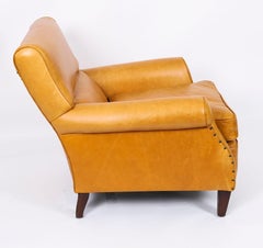 Antiker englischer Art Deco Club Ledersessel Caramel Tan 20. Jahrhundert