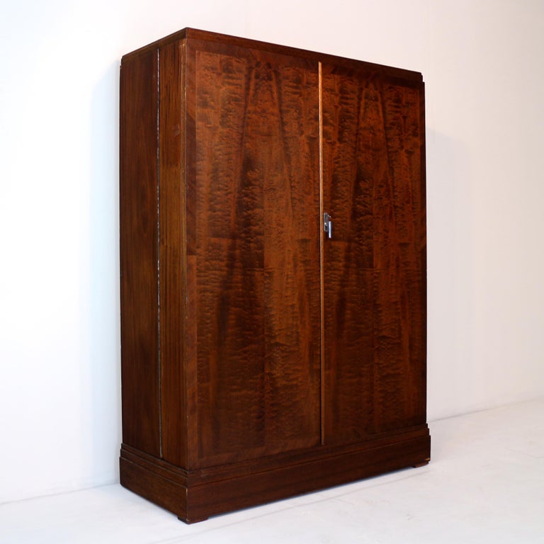 Antique English Art Deco Mahogany Gentleman’s Compactum Wardrobe by
