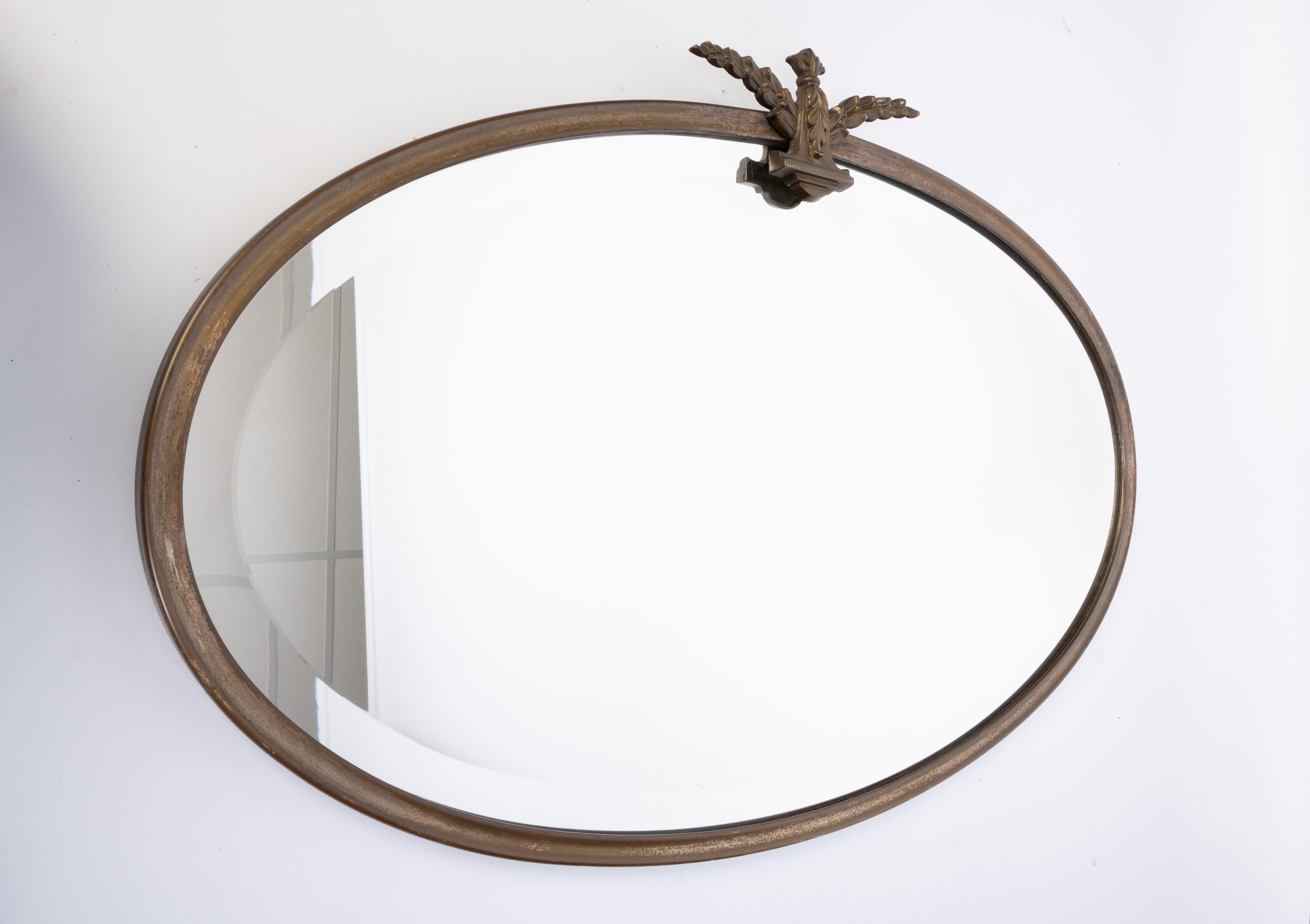Art Déco Antique Mirror ovale inglese in stile Deco C.1920 in vendita