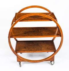 Antique English Art Deco Pollard Oak Serving Tea Trolley 1920s