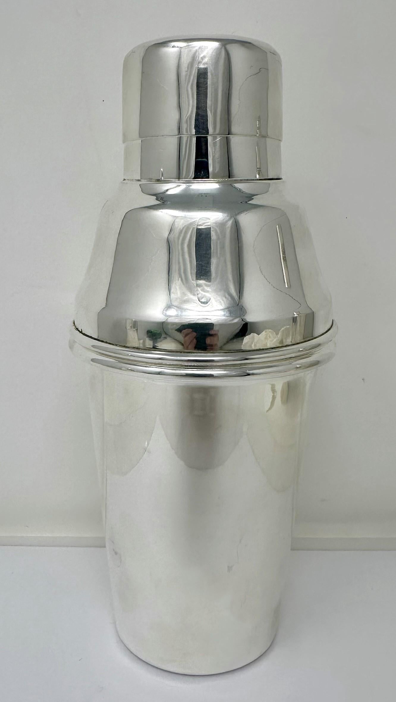 Silver Plate Antique English Art Deco Silver-Plated Cocktail Shaker, Circa 1910. For Sale