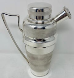 Antique English Art Deco Silver-Plated Hallmarked Cocktail Shaker, Circa 1920s