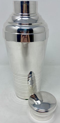 Antique English Art Deco Silver-Plated Hallmarked Cocktail Shaker, circa 1920s