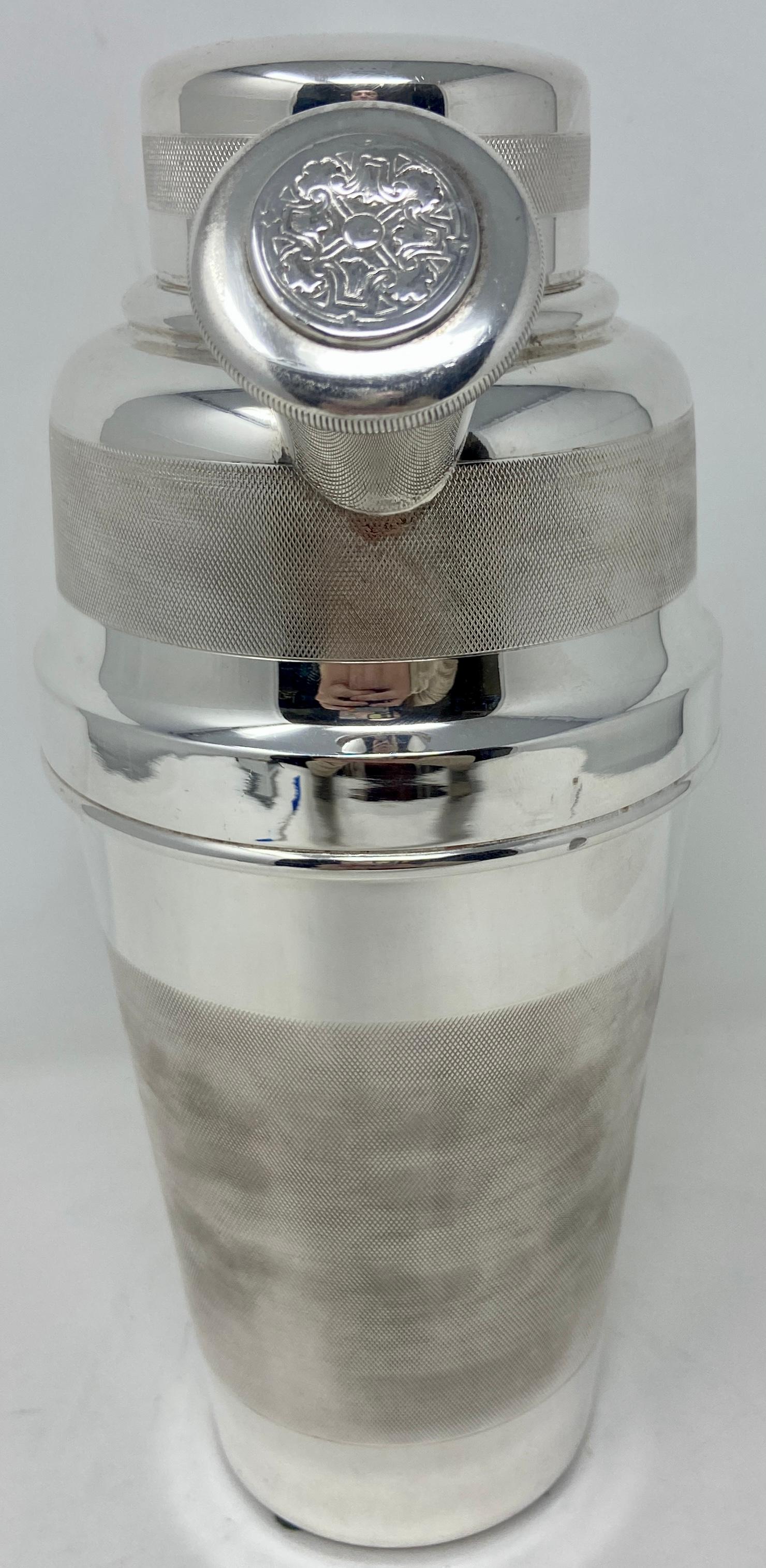 20th Century Antique English Art Deco Silver-Plated Hallmarked Cocktail Shaker, Circa 1920s