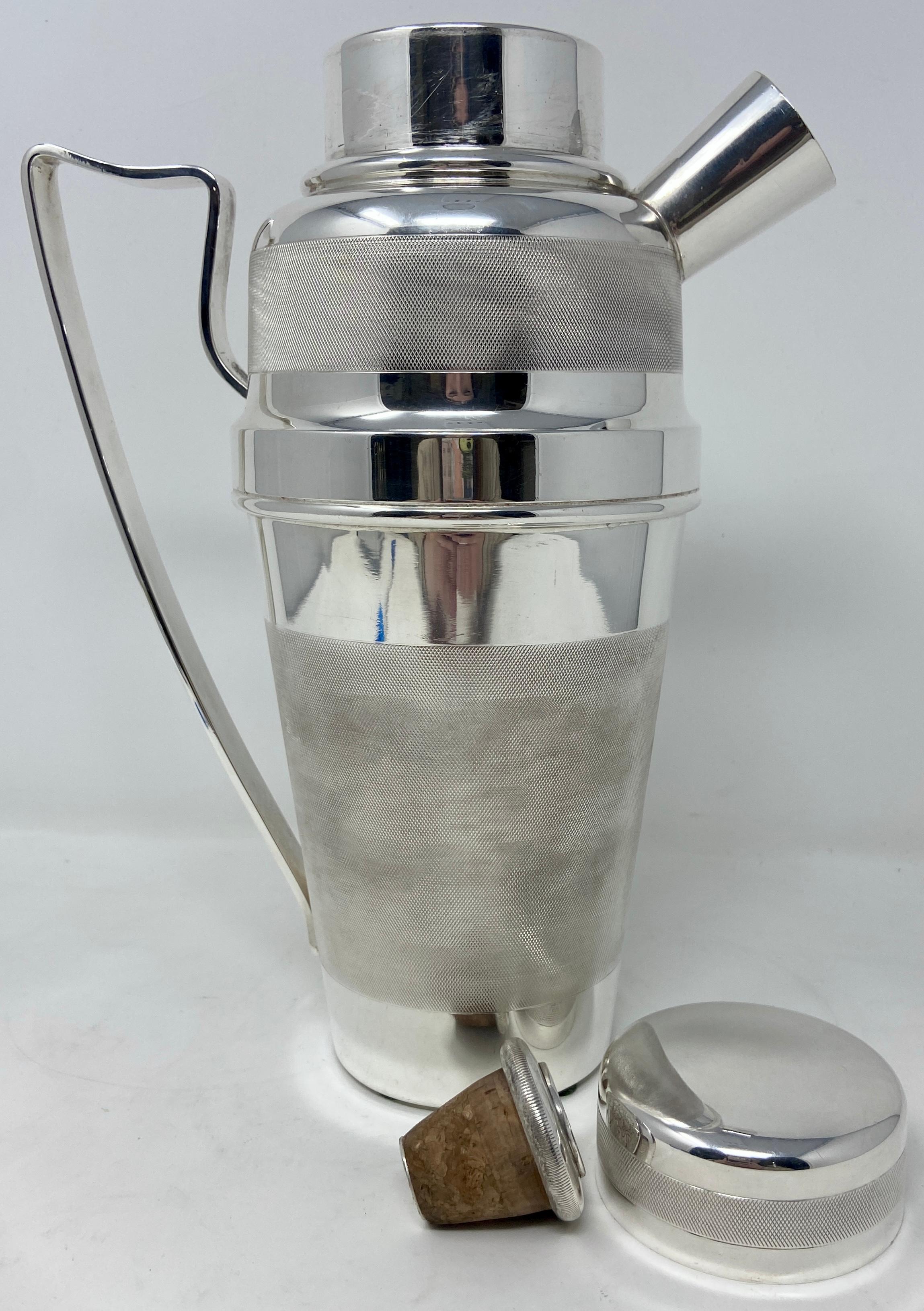 Antique English Art Deco Silver-Plated Hallmarked Cocktail Shaker, Circa 1920s 1