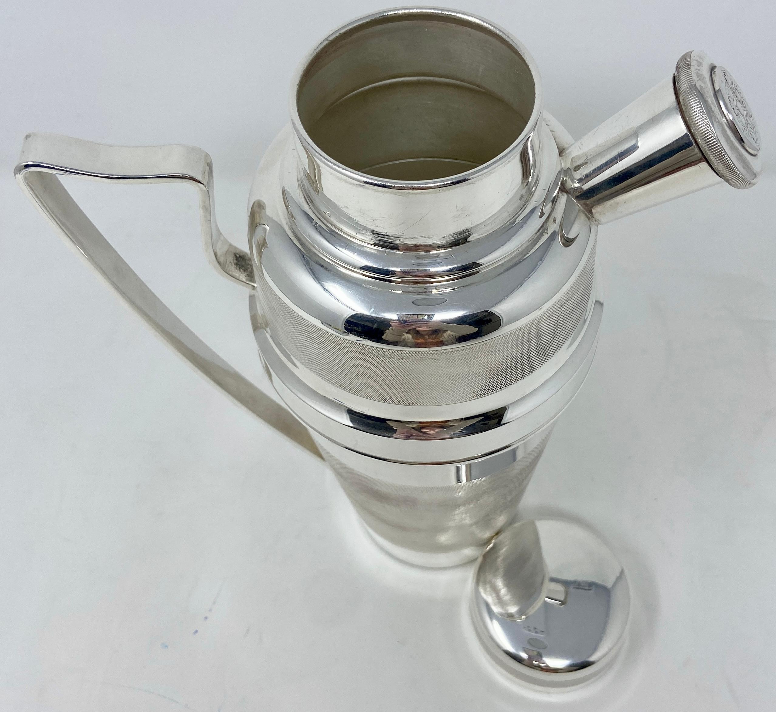 Antique English Art Deco Silver-Plated Hallmarked Cocktail Shaker, Circa 1920s 2