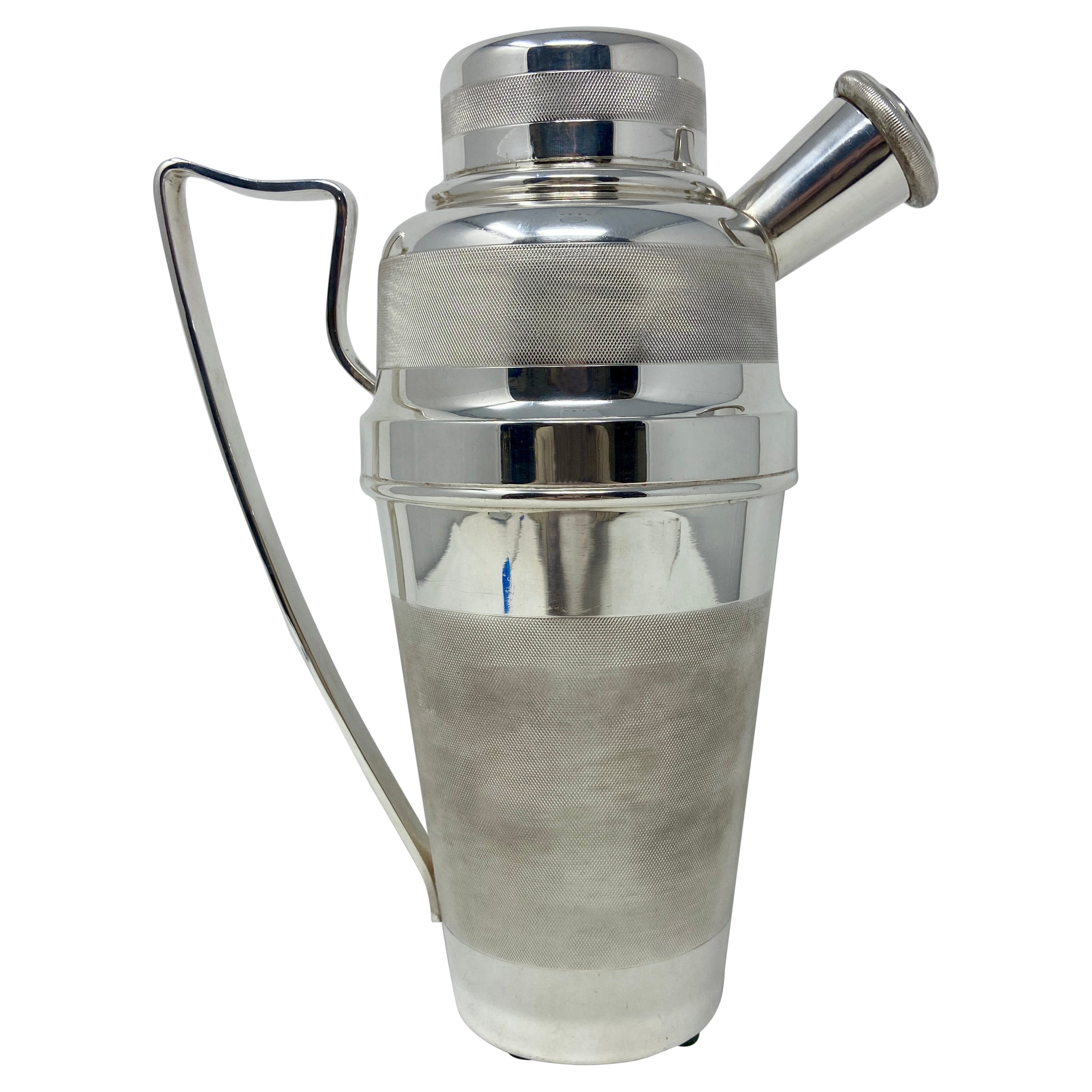 Antique English Art Deco Silver-Plated Hallmarked Cocktail Shaker, Circa 1920s