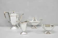 Antique English Art Deco Silver Plated Tea Service Set by BSCEP (5329) - 4 Pcs