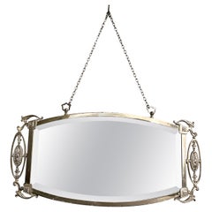 Antique Mirror inglese in bronzo argentato Art Deco con smussatura a mano, circa 1920.