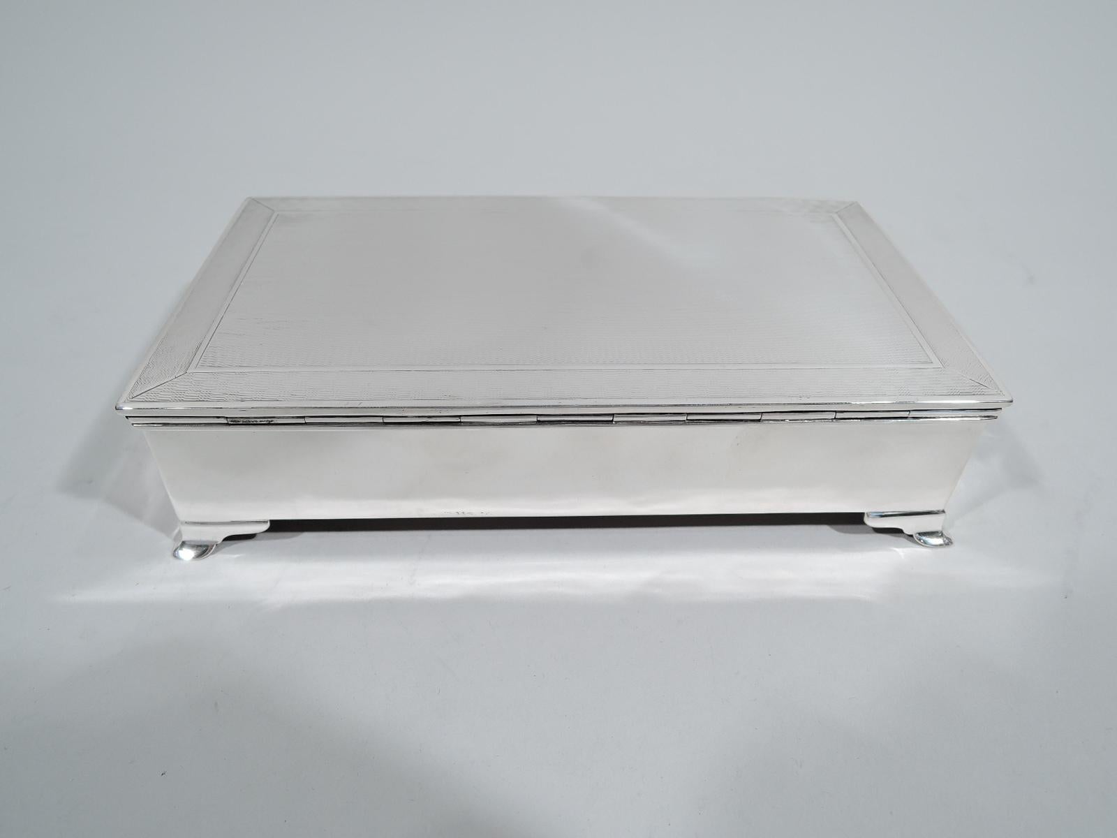 Antique English Art Deco Sterling Silver Box In Excellent Condition In New York, NY