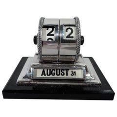 Antique English Art Deco Sterling Silver Desk Calendar