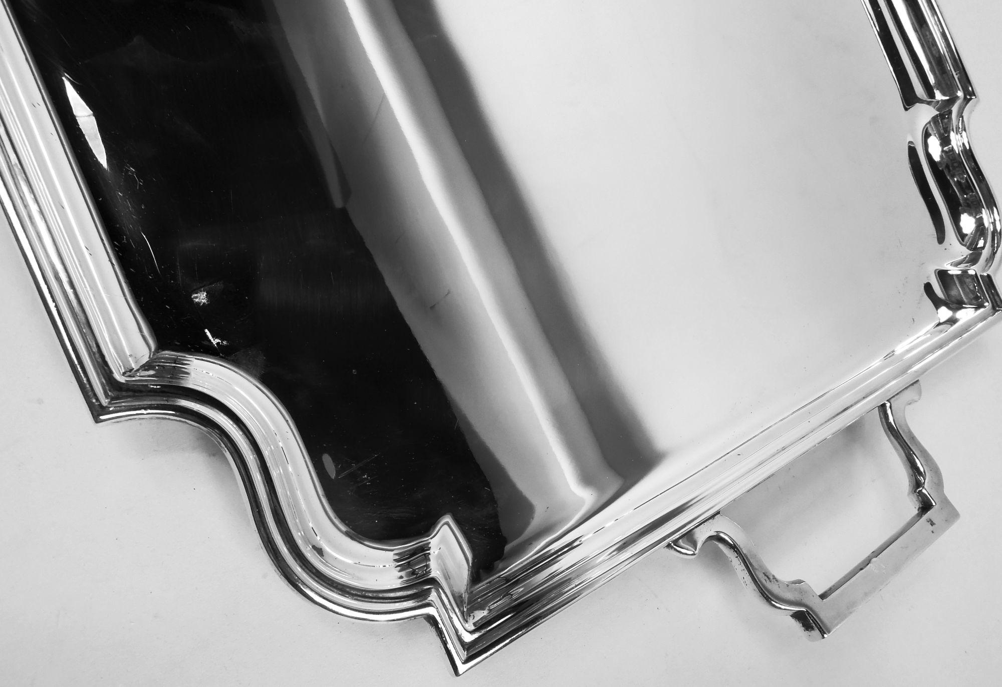 Art Déco Antico vassoio da tè inglese in argento Sterling Art Deco, 1932 in vendita
