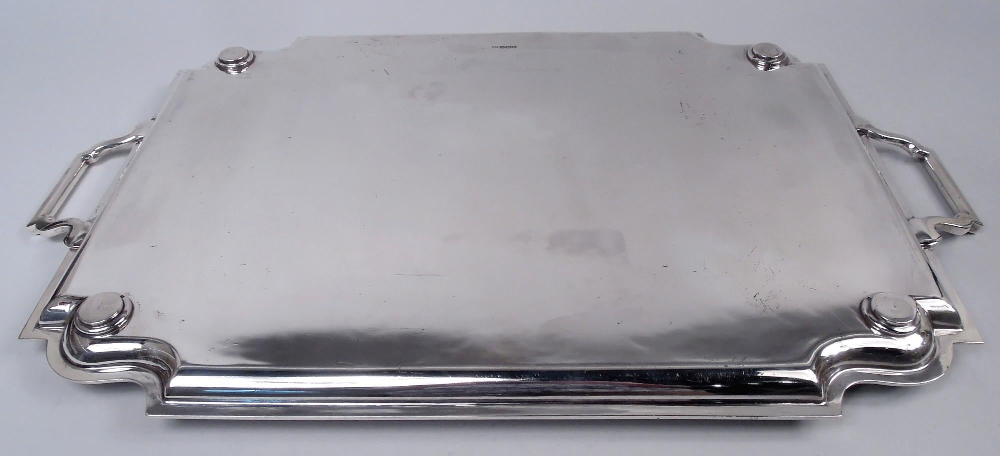 Antico vassoio da tè inglese in argento Sterling Art Deco, 1932 In condizioni buone in vendita a New York, NY