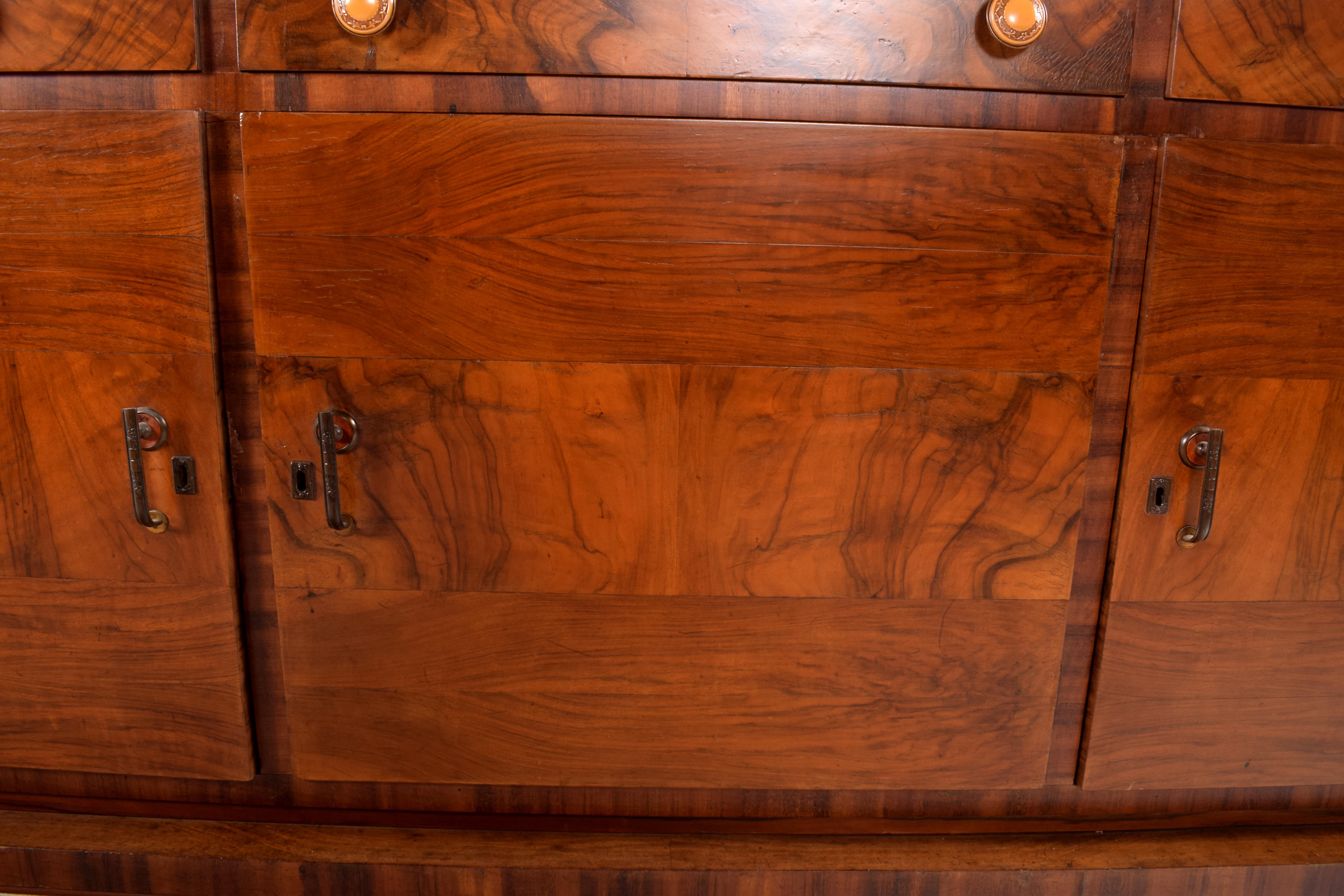Antique English Art Deco Walnut Sideboard 5