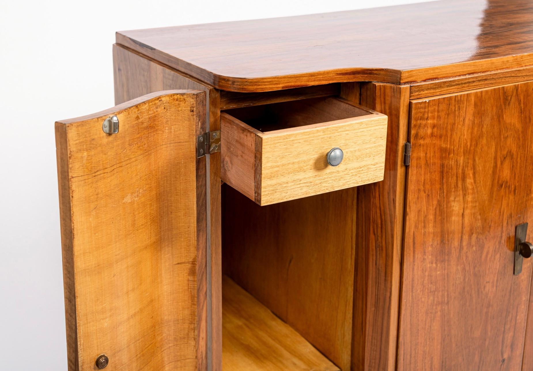 Antique English Art Deco Wood Bar Cabinet Credenza, 1930s 3