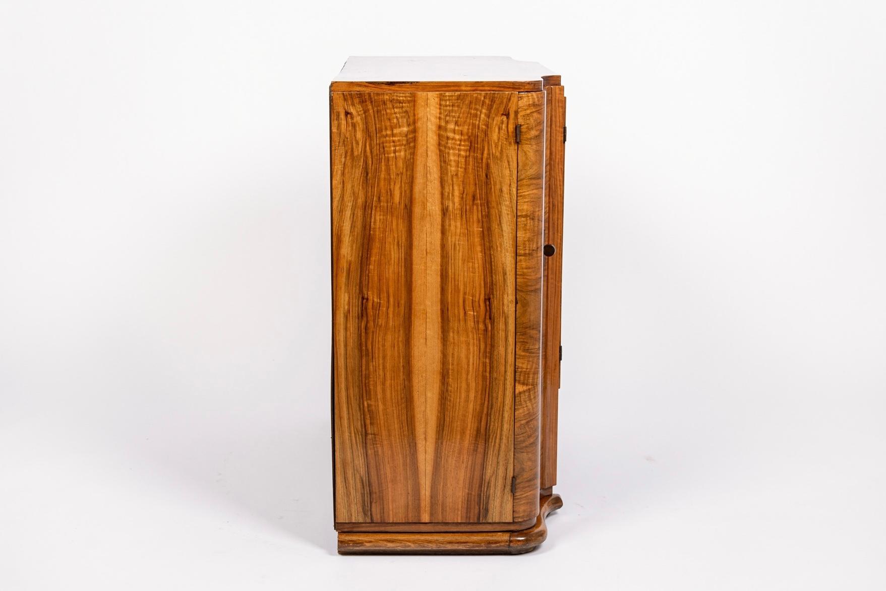 Antique English Art Deco Wood Bar Cabinet Credenza, 1930s 4