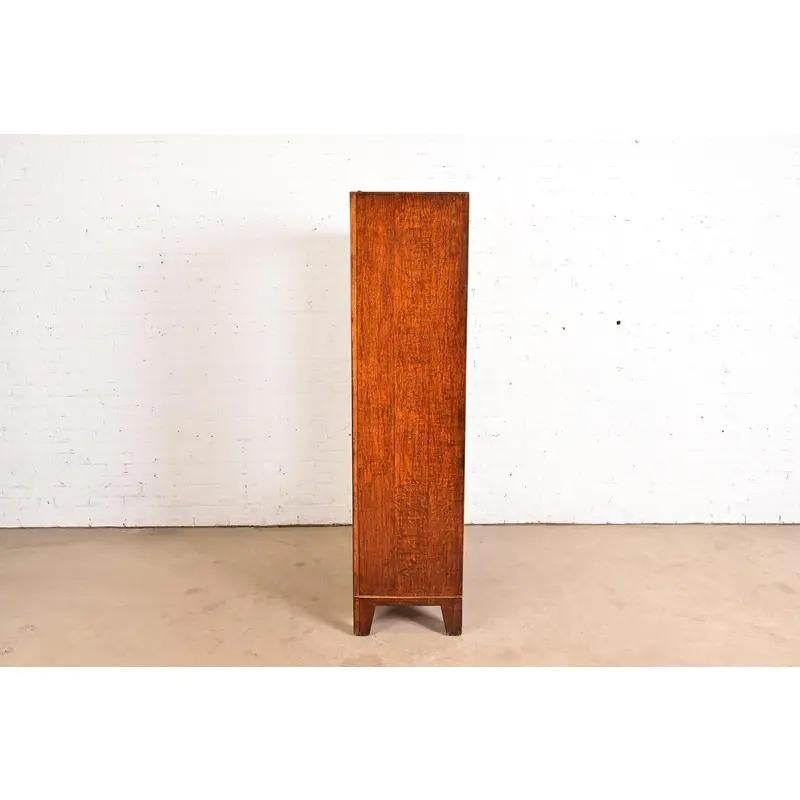 Antique English Art Nouveau Carved Oak Mirrored Armoire, Circa 1920s For Sale 10