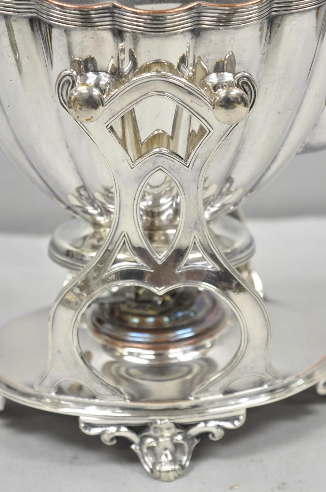 Autre Antique English Art Nouveau Silver Plated Tilting Tea Kettle Pot on Stand en vente