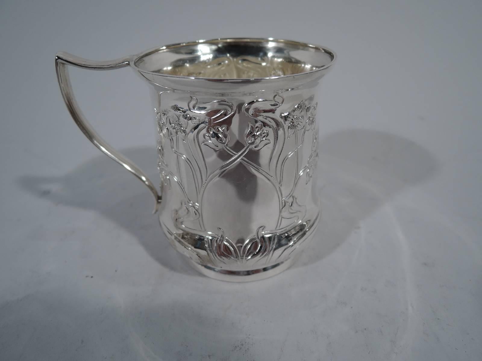 Antique English Art Nouveau Sterling Silver Baby Cup In Excellent Condition In New York, NY
