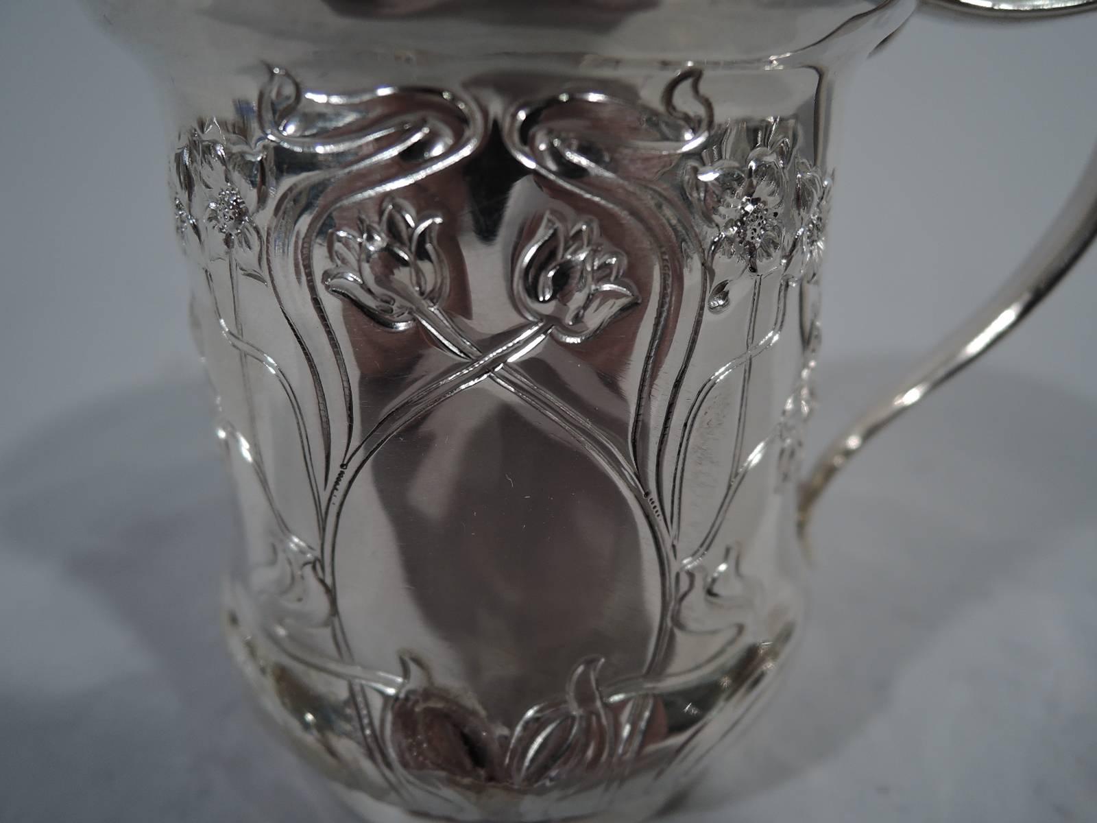 Early 20th Century Antique English Art Nouveau Sterling Silver Baby Cup