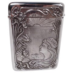 Antique English Art Nouveau Sterling Silver Card Case, 1906