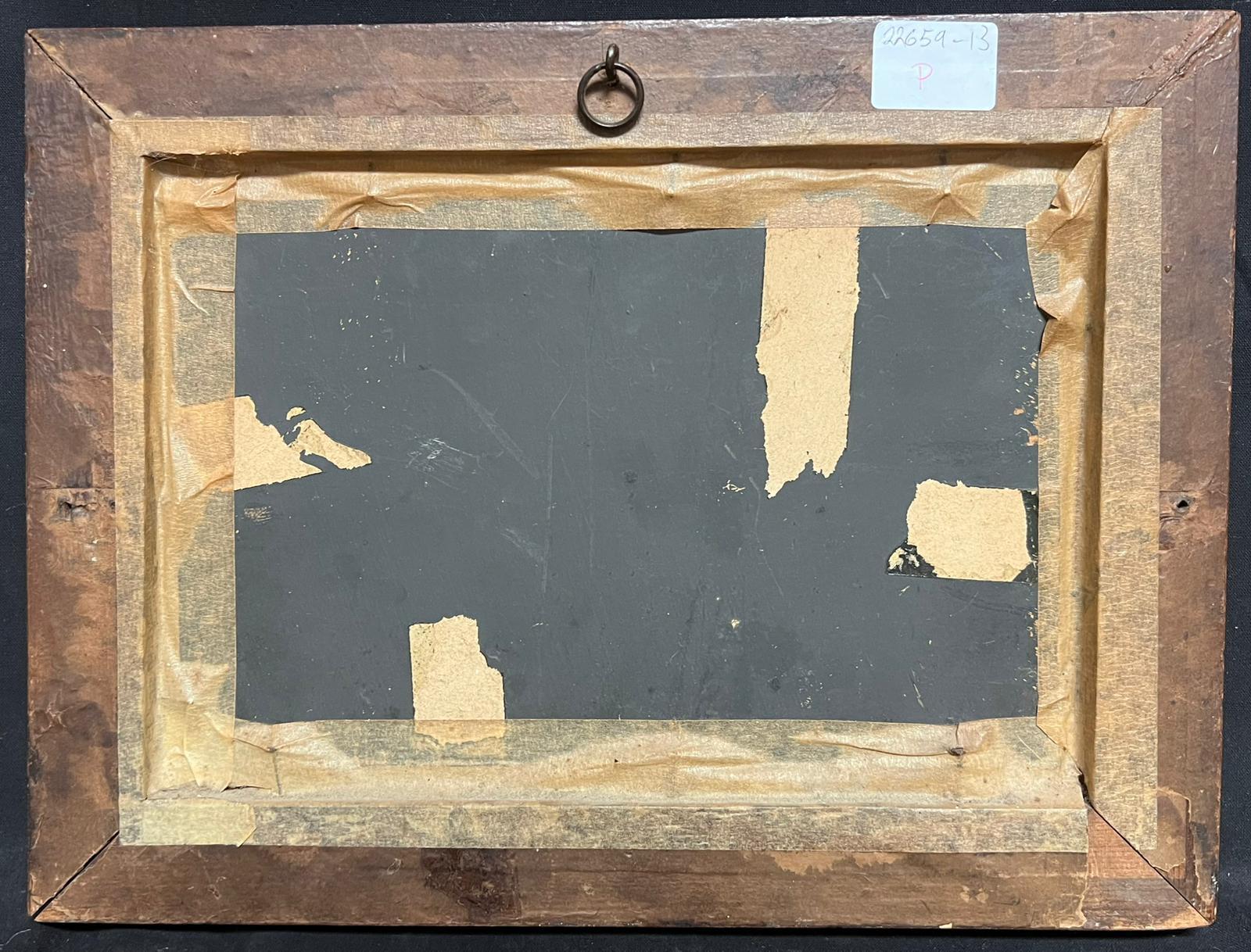 Pittura britannica del XIX secolo con cane Spaniel e il suo cucciolo, pavimento in pietra del fienile in vendita 3
