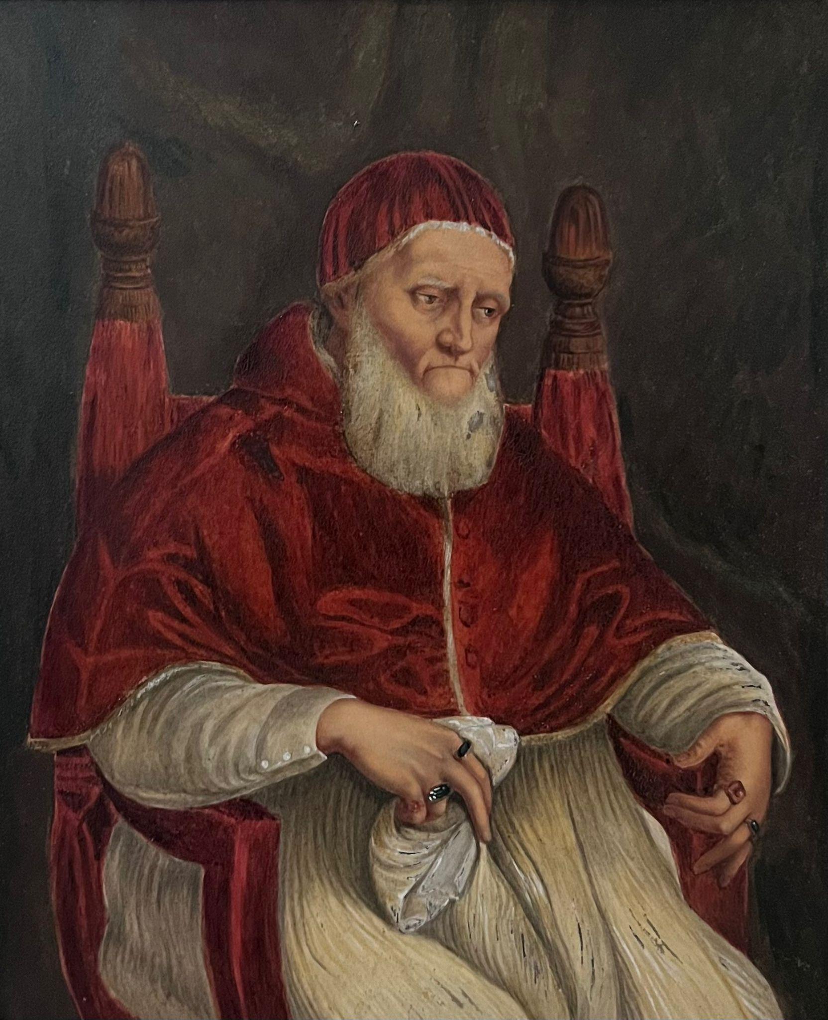 Siglo XIX Retrato de un cardenal sentado en el interior Acuarela finamente pintada - Painting de Antique English artist