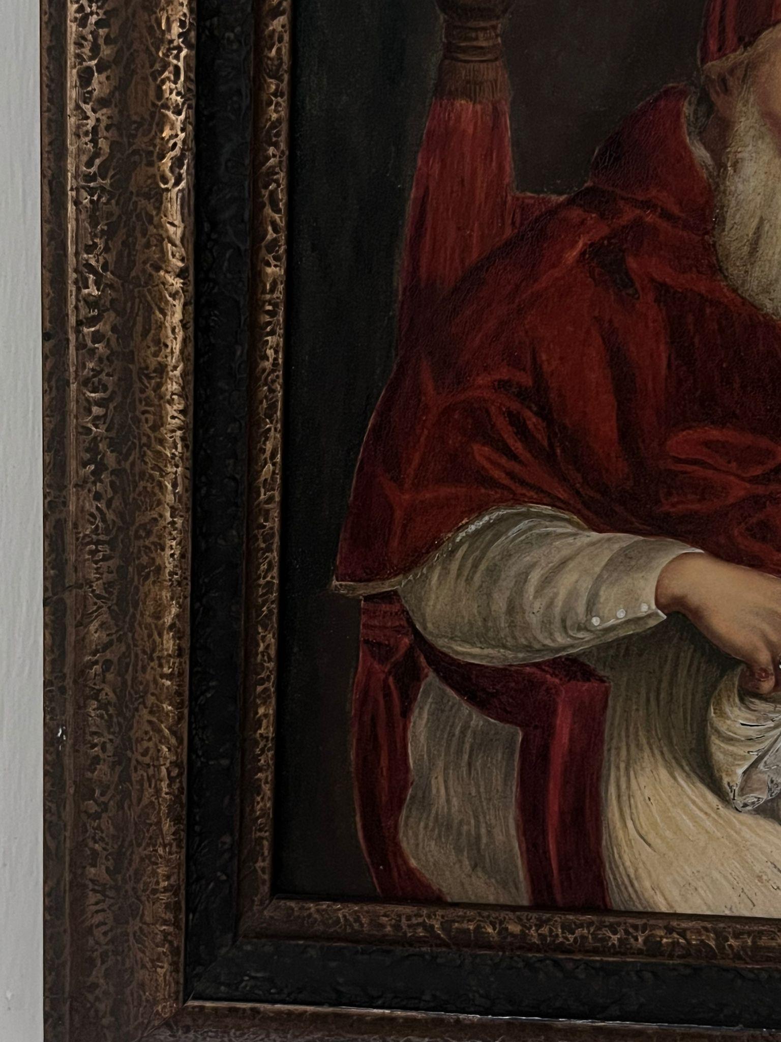 Siglo XIX Retrato de un cardenal sentado en el interior Acuarela finamente pintada - Portrait Painting Negro de Antique English artist