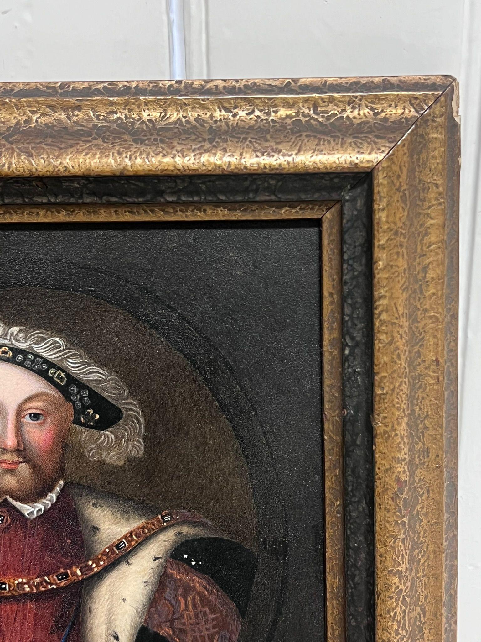 Portrait King Henry 8th VIII Antique English Painting Famous Monarch For Sale 2