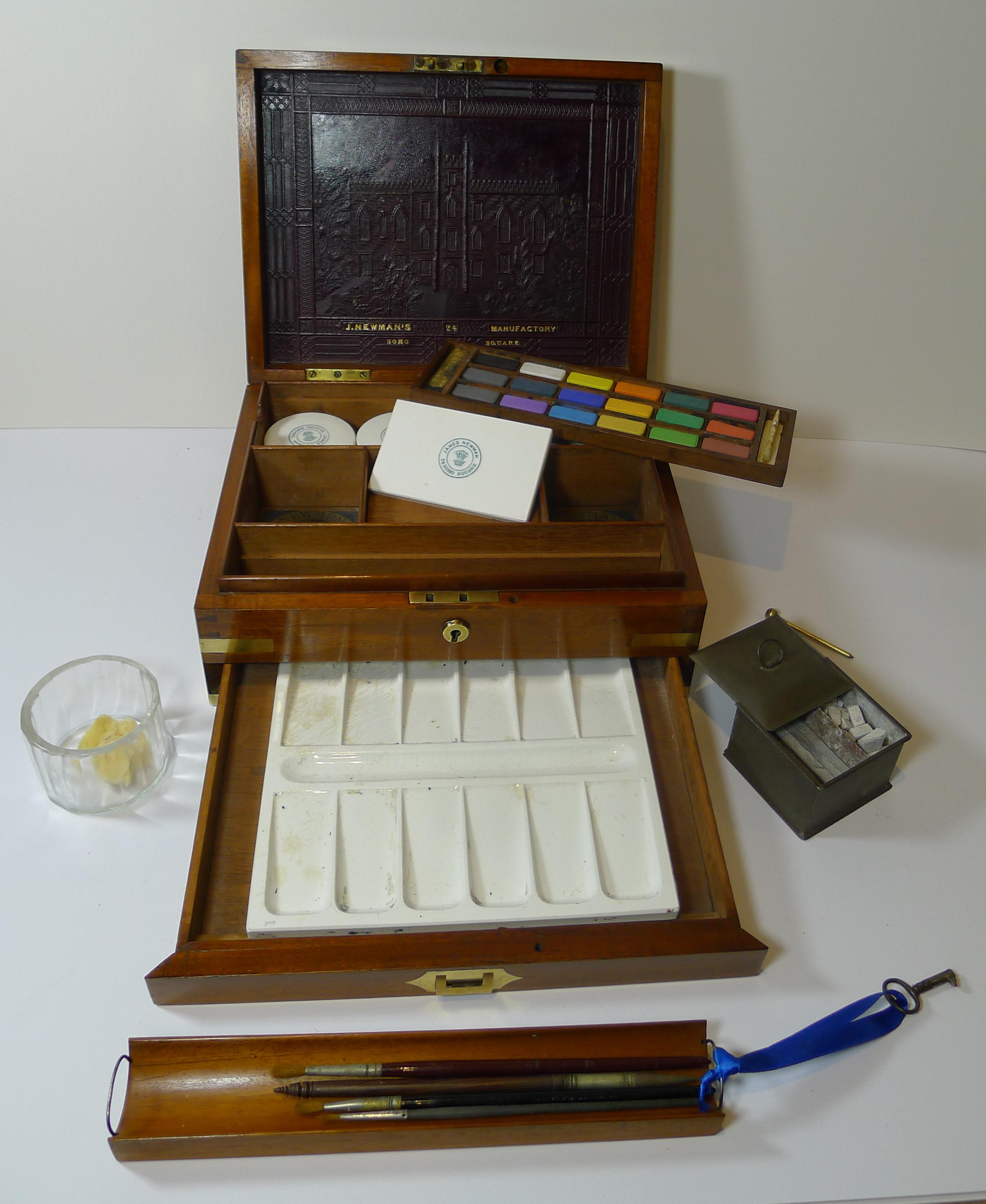 Antique English Artist's Watercolour Box, J. Newman's, c.1830 2