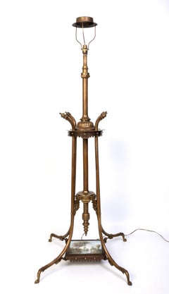 Antique English Arts And Crafts Brass Telescopic Standard Lamp C.1900