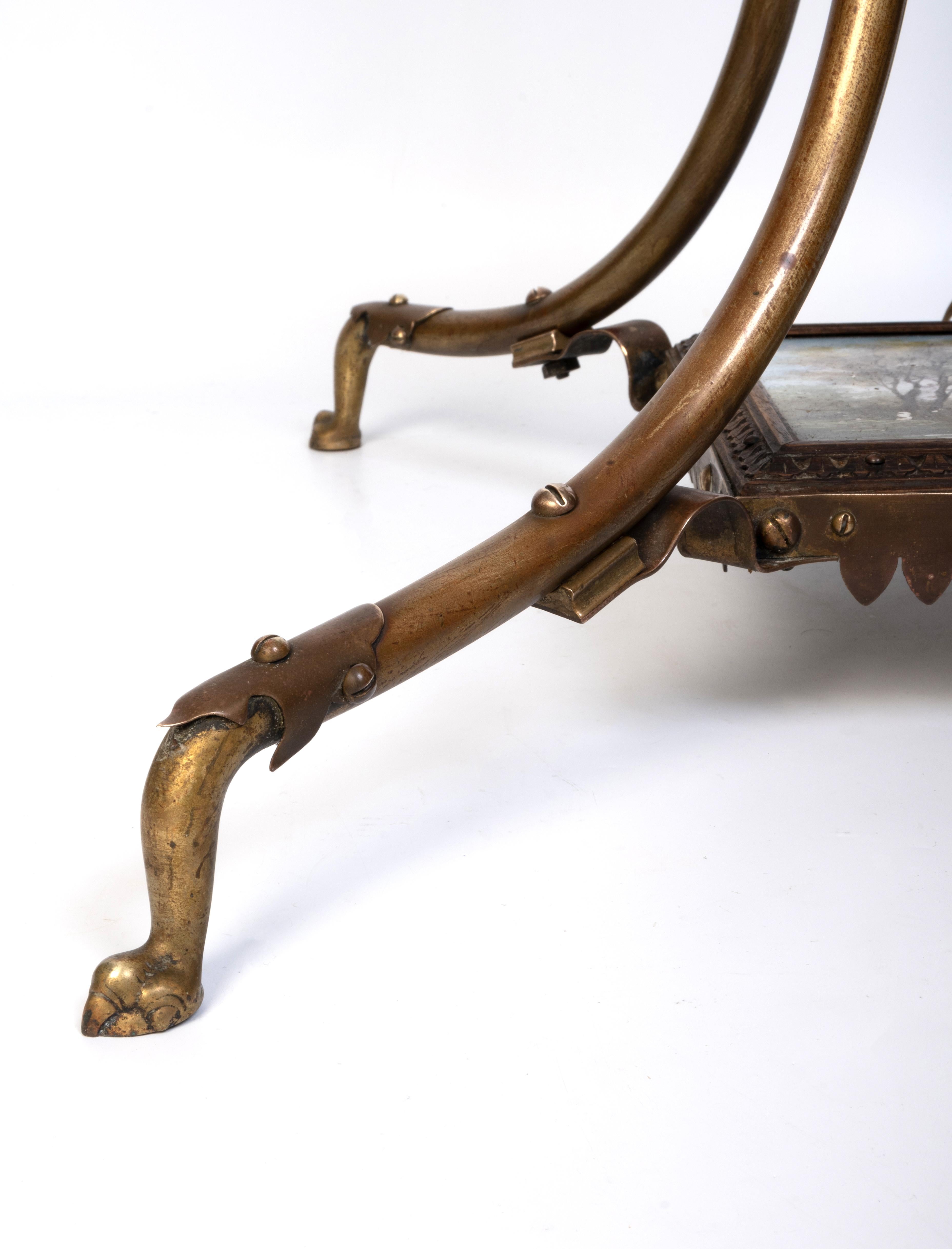 Antigua lámpara estándar telescópica inglesa Arts And Crafts de latón C.1900 principios del siglo XX en venta