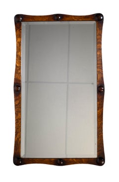 Antique English Arts And Crafts Oak Scalloped Pier Mirror