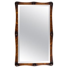 Antique English Arts And Crafts Oak Scalloped Pier Mirror