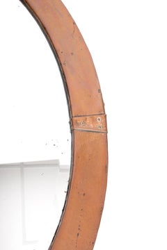 Antique English Arts And Crafts Oval Copper Mirror C.1900
