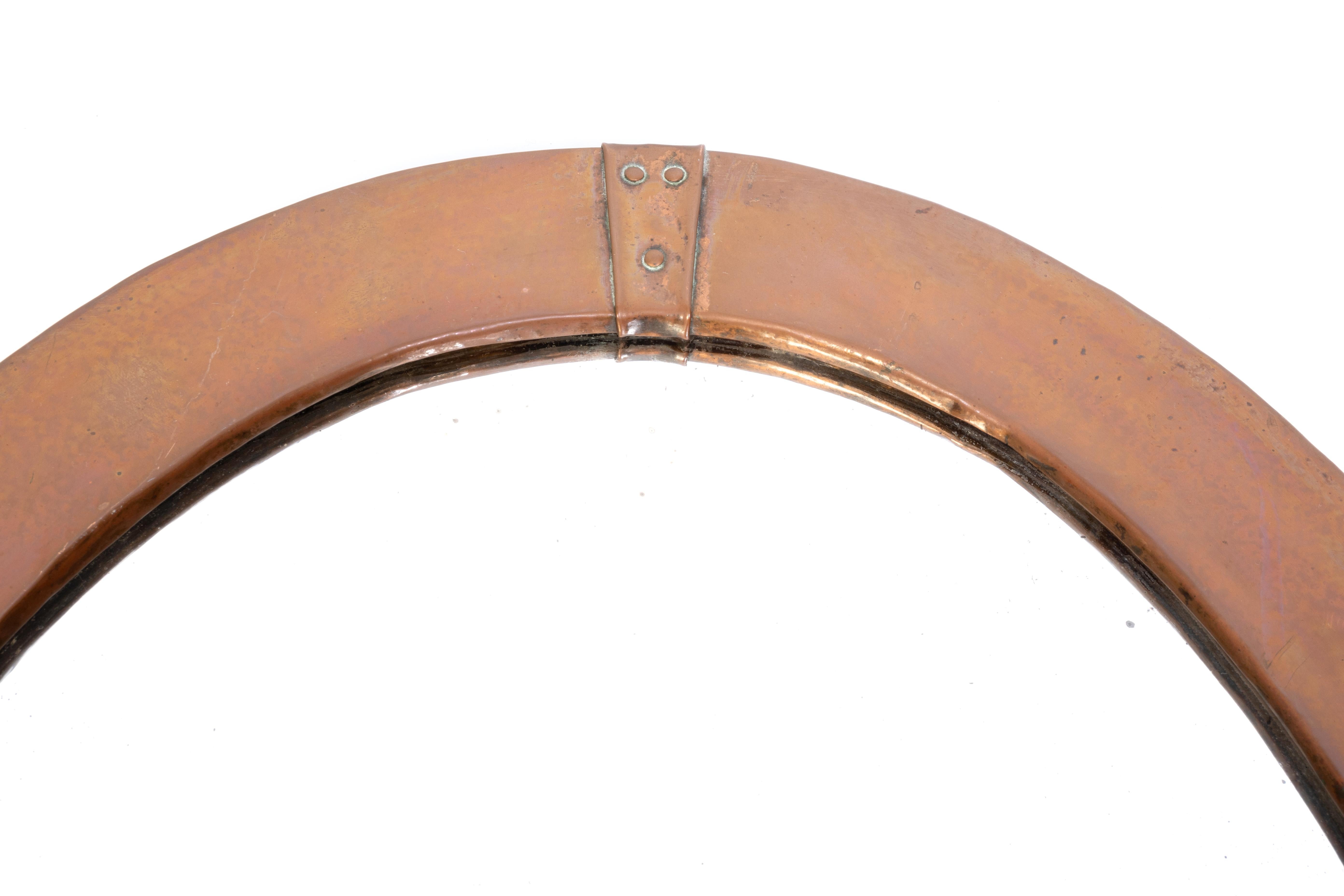 Arts and Crafts Antique English Arts And Crafts Oval Copper Mirror C.1900