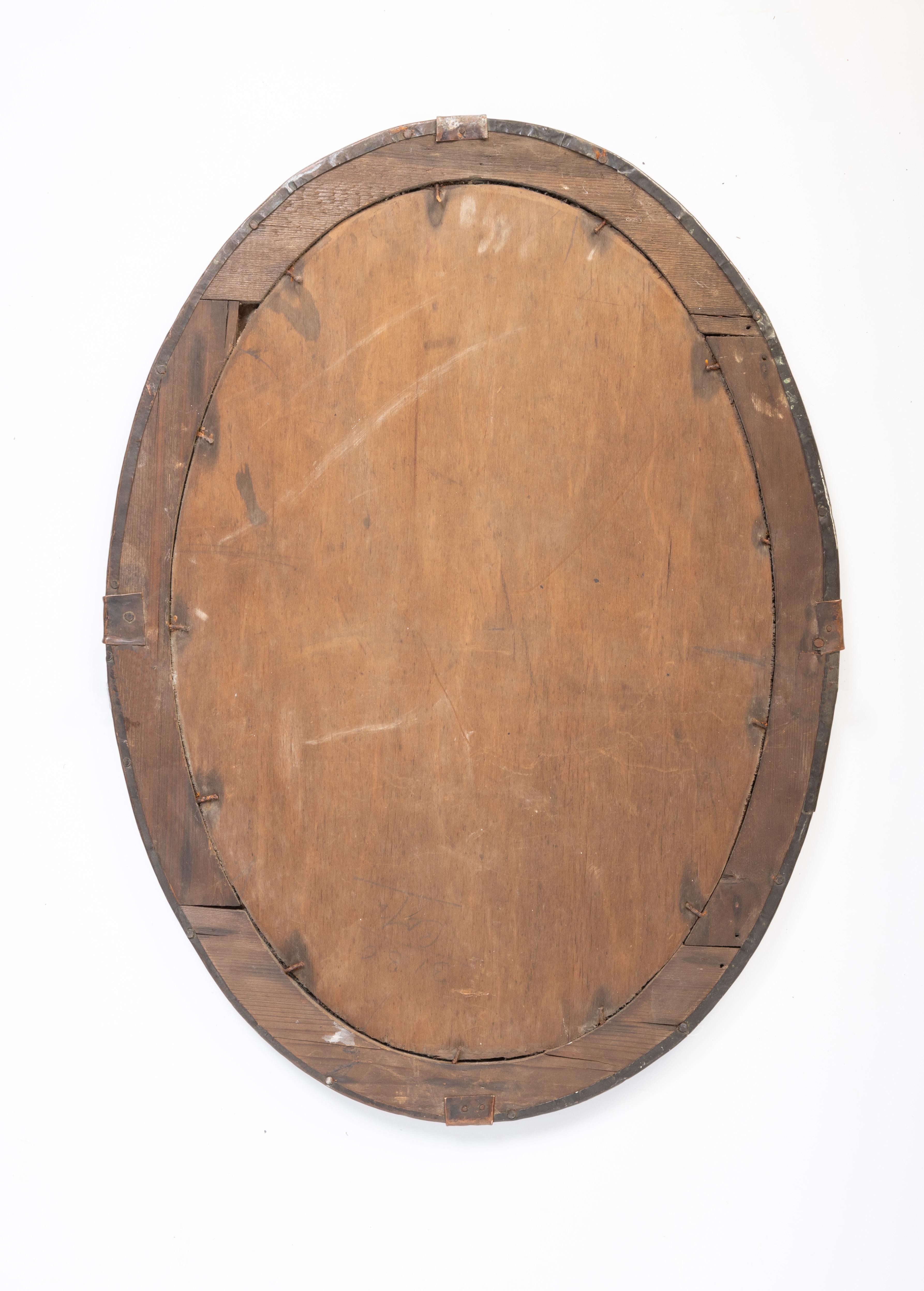 Antique English Arts And Crafts Oval Copper Mirror C.1900 2