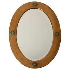 Antique English Arts And Crafts Oval Mirror Liberty and Co London