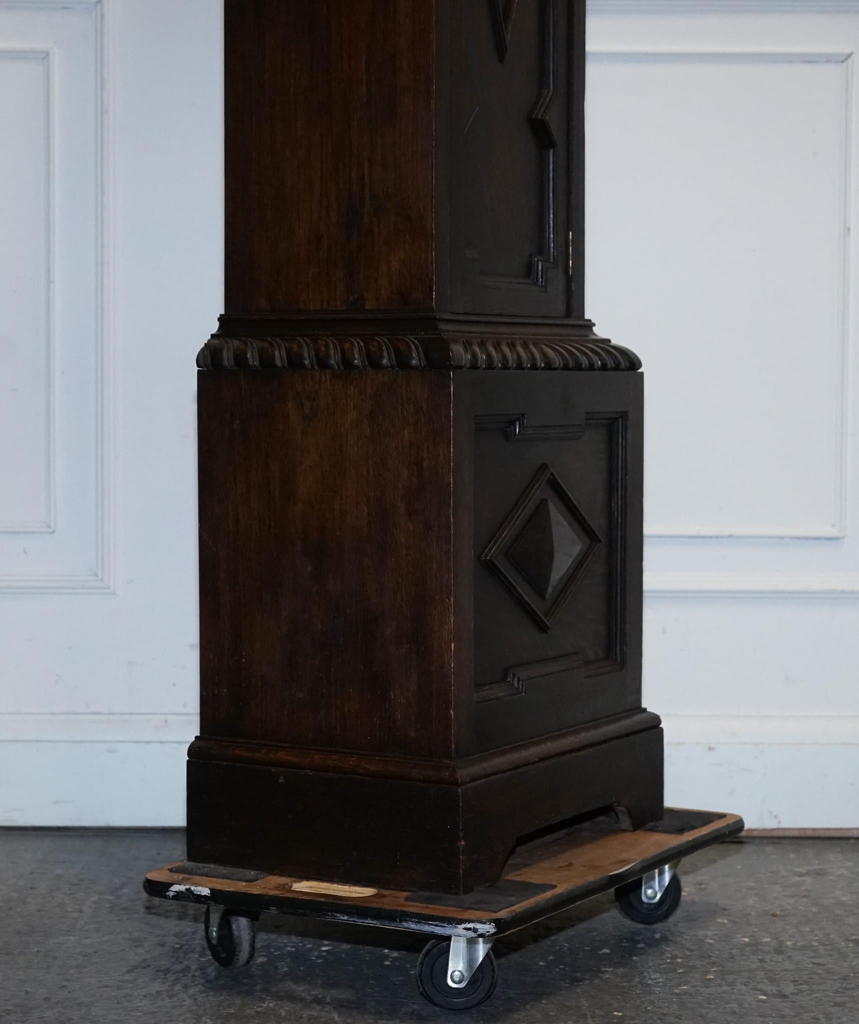 ANTIQUE ENGLiSH ARTS & CRAFTS 8 DAY LONGCASE GRANDFATER CLOCK BY MAPLE LONDON For Sale 2
