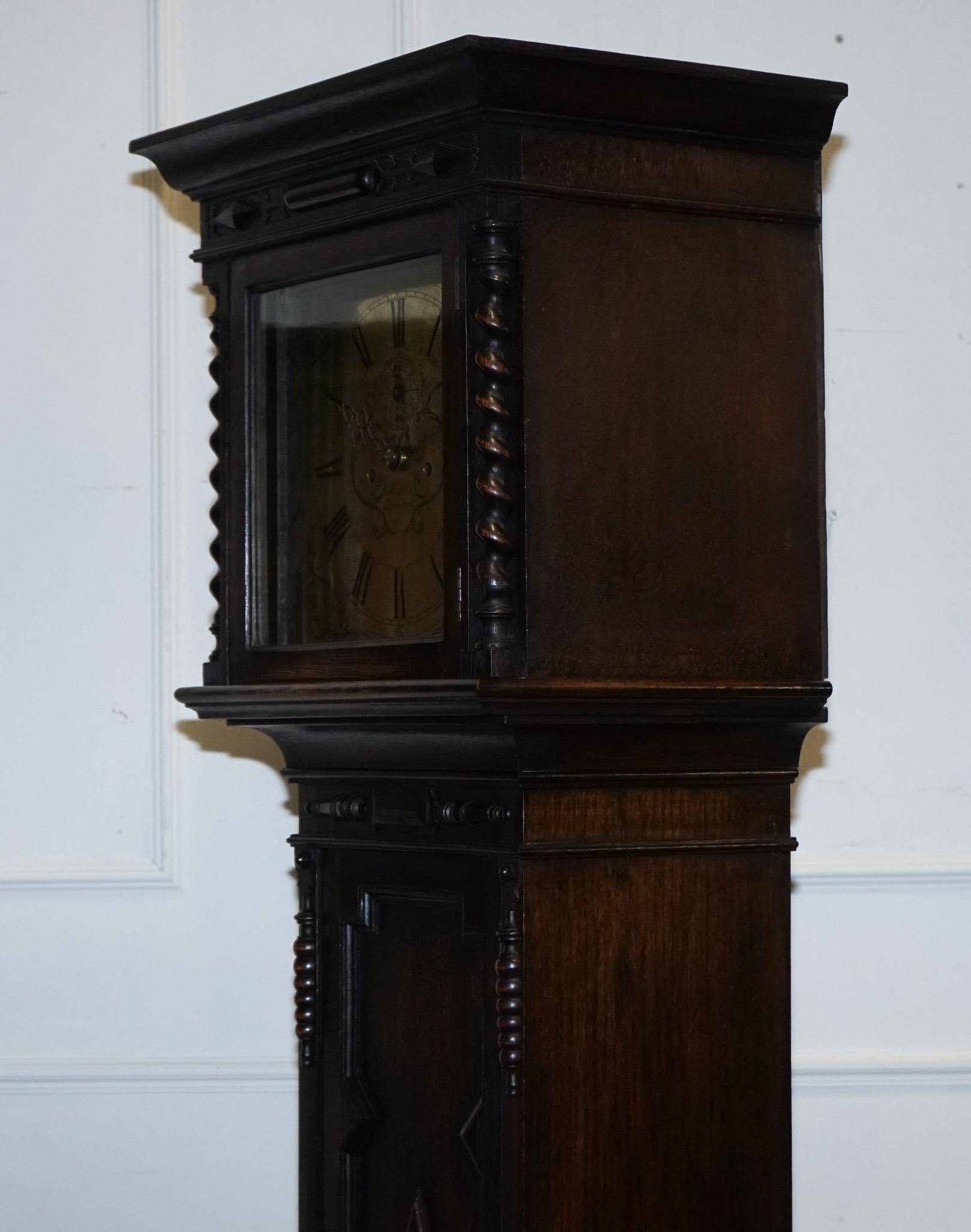 ANTIQUE ENGLiSH ARTS & CRAFTS 8 DAY LONGCASE GRANDFATER CLOCK BY MAPLE LONDON For Sale 4