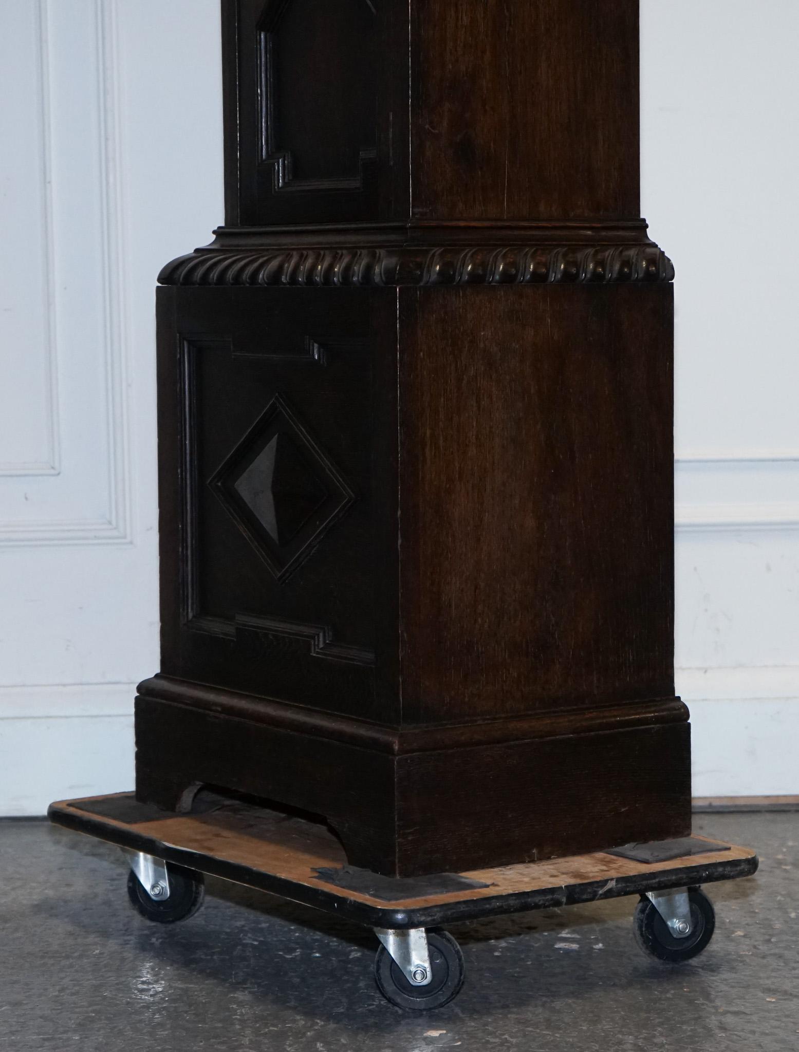 ANTIQUE ENGLiSH ARTS & CRAFTS 8 DAY LONGCASE GRANDFATER CLOCK BY MAPLE LONDON For Sale 5